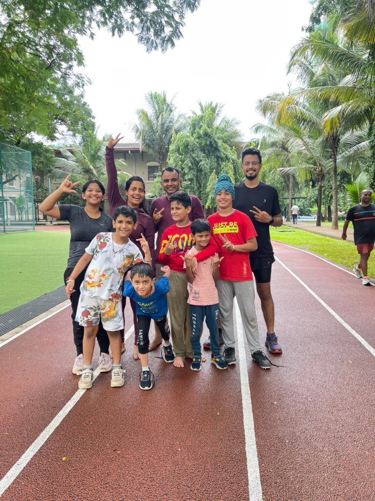 VHR Sports families, children and coaches together on the running track at Lodha Amara, Thane