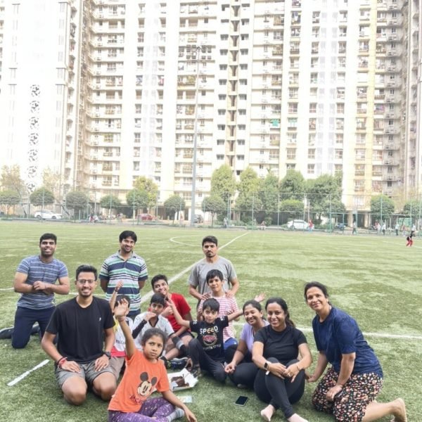 Happy VHR Sports group of families and young athletes after a training session