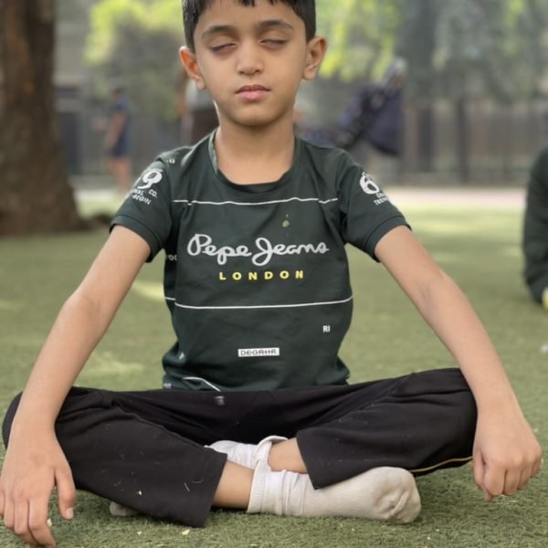 Athletes during the meditation phase of a Little Champions session at VHR Sports