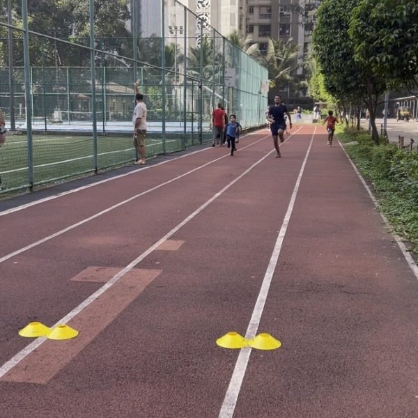 Running track with cones at Lodha Amara, Thane — VHR Sports
