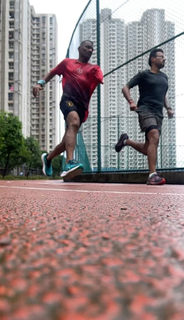 Athlete leaping across the track during advanced training at VHR Sports