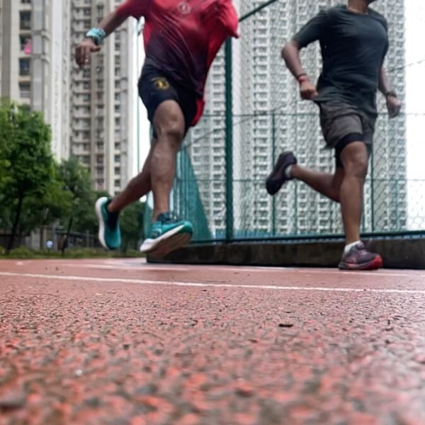 Athlete leaping across the track during advanced training at VHR Sports