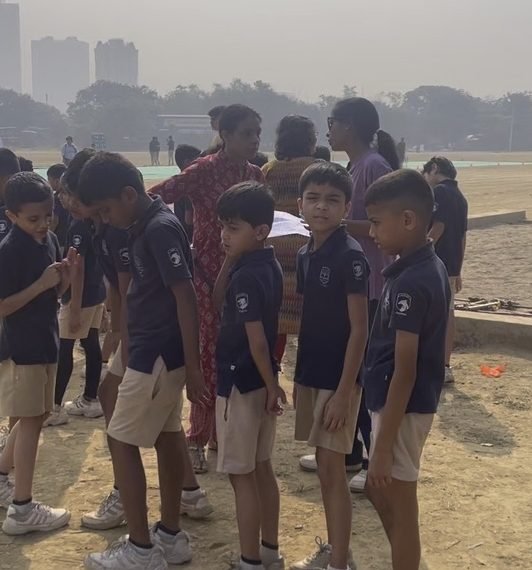 School students in uniform lined up for their event at a VHR Sports school athletics day